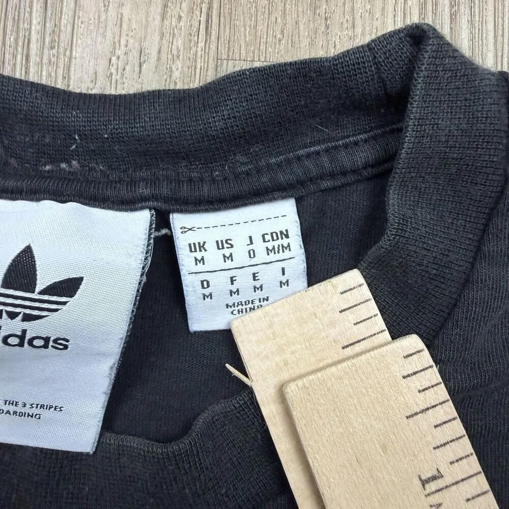 Adidas Shirt Mens Medium Black Ghost Trefoil Graphic Halloween Skateboarding Tee